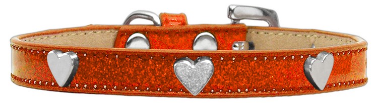 Silver Heart Widget Dog Collar Orange Ice Cream Size 12